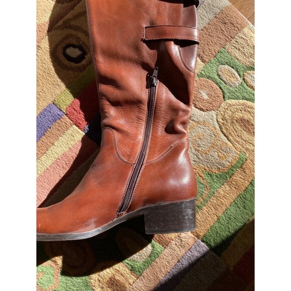 Artisan Leather Riding Boots – Brown Tall Buckle Zip Boot 8N - Picture 4 of 8